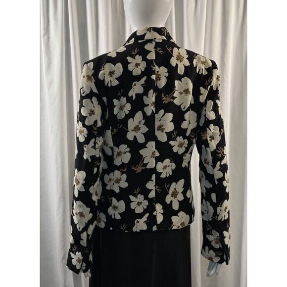 Ann Taylor Loft Floral Open Front Blazer, Black & Ivory, Sz: S, 78-26 - Picture 5 of 16